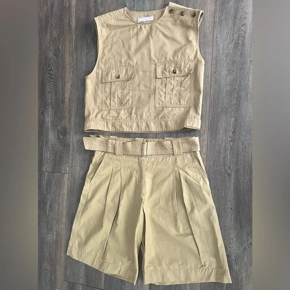 MANGO pleated Bermuda shorts with matching waistcoat with pocket detail - Picture 4 of 10